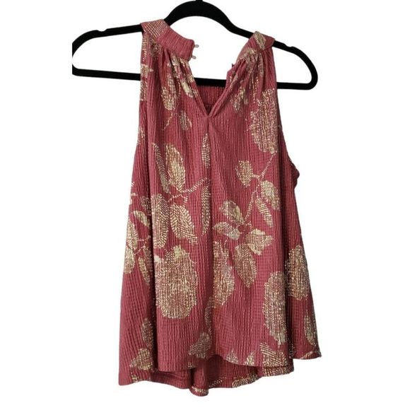 Anthropologie Rose Gold Tank Top with Gold Accents XSmall - Chic and Versatile - Picture 1 of 3